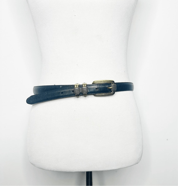Brighton Accessories - vtg 90s BRIGHTON Classics Black Leather Belt Silver Gold women's L 34 dressy thi